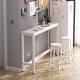 1.6m White Kitchen Bar Table Stool Set Melamine MFC With Metal  Legs