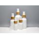 Glass Skin Essence Oil Packaging Opal White Glass Bottles With Bamboo Pump Spray, Glass Primary Cosmetic Containers