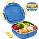 Stainless Steel Metal Bento Lunch Box Blue Kids Bento Box With Spoon