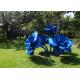 Large Painted Blue Metal Rose Sculpture / Metal Garden Flowers Sculpture For Decoration