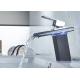 Glass Waterfall LED ROVATE Bathroom Sink Faucet Temperature Sensor Color Changing