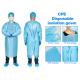 Soft CPE Disposable Apron , Blue CPE Isolation Gown With Long Sleeves