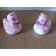 Pink Wedding Rubber Ducks Gift , Small Bride And Groom Rubber Ducks Phthalate Free