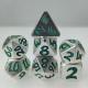 Wholesale Glow Green Metal DND Dice7 Piece Nontoxic Polyhedral Dice Set Light Green Through Silver Material