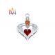 Heart Cremation Urn Engraved Necklace Charms With Red Diamond