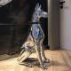 BLVE Stainless Steel Life Size Guard Doberman Dog Statues Sculpture Modern Art Shiny Metal Indoor Home Decoration