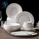 White Embossed Ceramic Dishware Set For Restaurants Hotels