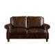 Europe Vintage Style Dark Brown Leather Loveseat , Two Seater Real Leather Sofa