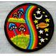Space Mushroom Custom Embroidered Patch Iron On Backing Twill Fabric Background