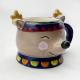 Cute Animal Water Cup Reindeer Face Custom Christmas Ceramic Coffee Milk Mug