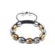 Adjustable Shamballa Bracelet, Rhodium & Golden Plated Alloy Skull Beads