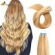 Yellow Colored Human Wavy Hair Extensions Natural Look And Feel