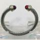 (B-07) Wholesale  Fashion jewelry Cable Classic Bracelet with Garnet and Gold Plated