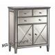 Silver Mirrored Sideboard Cabinet , Wooden Trimming Mirrored Sideboard Buffet