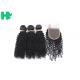 Peruvian Human Hair Kinky Curly Frontal Lace Closure With Bundles Double Weft