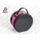 Black & Pink Round Cosmetic Paper Box Makeup Organizer With Mirror 25cm Diameter