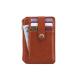 Women Brown Leather Business Card Holder Debossed Logo With Zip Pocket