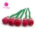 Green Handle 5pcs Red Rose Shaped Makeup Blending Brush Set