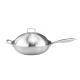 High Quality Cooks Standard Silver Fry Pan Stainless Steel Multi-Ply Clad Wok with High Dome lid