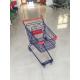 Small Shop Wire Shopping Trolley , Metal Shopping Cart  Zinc Plated Blue Powder Coating