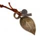 Big leaf head layer cowhide necklace restoring ancient ways Leather necklace