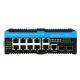 10/100/1000Mbps Managed Industrial POE Fiber Switch 2 Fiber 10 RJ45 Gigabit Network Switch