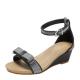 BS169 Fashion Sandals Women'S European And American Rhinestone Cross Strap Back Zipper Wedge Heel Mid-Heel Women'S Shoes
