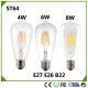 Dimmable 4W 6W 8W E27 LED ST64 Filament  Bulb light Vintage Glass lamp home lighting Warm white/Nature white 110V/ 230V