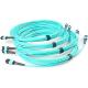 Fiber Optical MTP MPO Patch Cable , Blue 8 Core Multimode Fiber Optic Cable