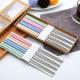 18/10 stainless steel chopstick with plastic+wheat handle 4colors mixed per box