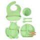 Green Silicone Suction Weaning Set Silicone Bib And Bowl Set