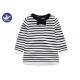 Cotton Knitted Girl Striped Dress , Black And White Childrens Dresses Long Sleeves