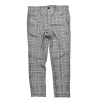 Light Gray CHECK Mens Slim Fit Suit Trousers Office Business Classic