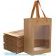 Kraft Shopping Bags With Handles For Present, Festivals Party Gift Bags With Transparent Window