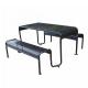 Waterproof Black Outdoor Picnic Tables , Powder Coated Steel Table Chair
