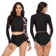 Sunscreen Long Sleeve 2 Piece Swimsuit Round Neck Womens Long Sleeve Surf Suit