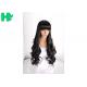 European Fashion Neat Bang Hair Wig Long Wave High Tempreture Synthetic Fiber