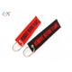 Remove Before Flight Woven Keychain Embroidered Name Keychain Color Black And Red