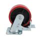 100mm Heavy Duty Cast Iron Core PU Caster Red Polyurethane Castors and Universal Wheels for Trolley