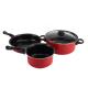 Red 4 Piece Cast Iron Cookware Set Iron Non Stick For Kitchen