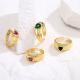 Colorful Heart Adjustable Chunky Rings Diamond Zircon 18K Gold Plated
