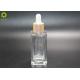 30ml Packaging Flat Shoulder Square Cosmetic Glass Bottles With Dropper