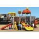 kids plastic outdoor playground with double slide and spiral slide