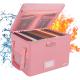 Pink Fiberglass Document Storage Box , Fire Resistant File Box With Lock And Ware Pad