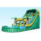 Green Inflatable Water Slide Combo Palm Tree Commercial Kids Curve Water Slide