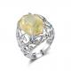 925 Silver Natural Citrine AAA Grade CZ Fashion Rings Lightweight 2.5g