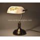 European Antique Bank Table Lamp Glass Brass Metal Bank Table Lamp
