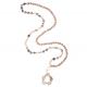 Druzy Semi Precious Pendant Multilayer Chain Necklace Handmade Beaded Flower Shaped