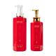 500ml/700ml Red rectangle smooth with white/golden pump for shampoo lotion bottle