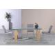 Modern Style Extensible Tempered Glass Dining Tables 200cm DT-887A With Wood Leg